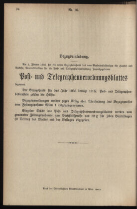 Post- und Telegraphen-Verordnungsblatt für das Verwaltungsgebiet des K.-K. Handelsministeriums 19350323 Seite: 22