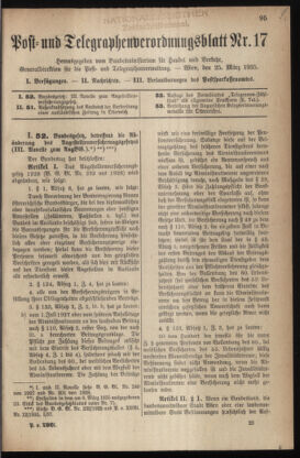 Post- und Telegraphen-Verordnungsblatt für das Verwaltungsgebiet des K.-K. Handelsministeriums 19350325 Seite: 1