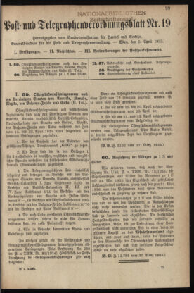 Post- und Telegraphen-Verordnungsblatt für das Verwaltungsgebiet des K.-K. Handelsministeriums 19350405 Seite: 1