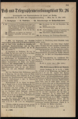 Post- und Telegraphen-Verordnungsblatt für das Verwaltungsgebiet des K.-K. Handelsministeriums 19350513 Seite: 1