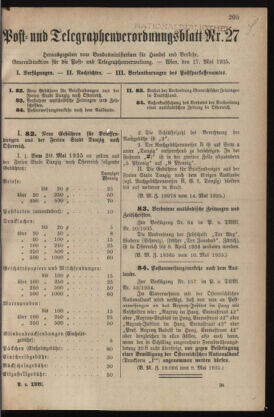 Post- und Telegraphen-Verordnungsblatt für das Verwaltungsgebiet des K.-K. Handelsministeriums 19350517 Seite: 1