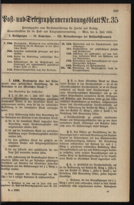 Post- und Telegraphen-Verordnungsblatt für das Verwaltungsgebiet des K.-K. Handelsministeriums 19350704 Seite: 1