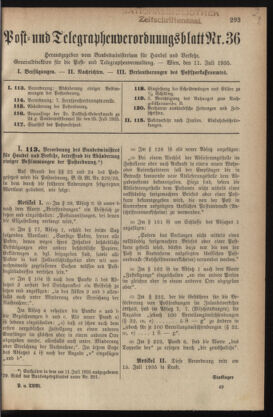 Post- und Telegraphen-Verordnungsblatt für das Verwaltungsgebiet des K.-K. Handelsministeriums 19350711 Seite: 1