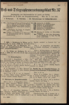 Post- und Telegraphen-Verordnungsblatt für das Verwaltungsgebiet des K.-K. Handelsministeriums 19350713 Seite: 1