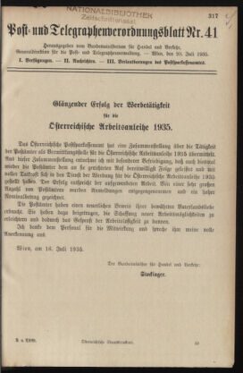 Post- und Telegraphen-Verordnungsblatt für das Verwaltungsgebiet des K.-K. Handelsministeriums 19350720 Seite: 1