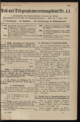 Post- und Telegraphen-Verordnungsblatt für das Verwaltungsgebiet des K.-K. Handelsministeriums 19350808 Seite: 1