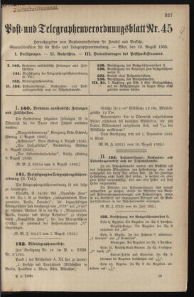 Post- und Telegraphen-Verordnungsblatt für das Verwaltungsgebiet des K.-K. Handelsministeriums 19350819 Seite: 1