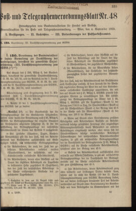 Post- und Telegraphen-Verordnungsblatt für das Verwaltungsgebiet des K.-K. Handelsministeriums 19350904 Seite: 1