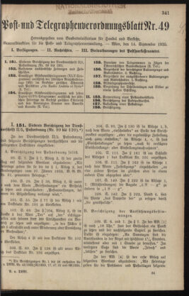 Post- und Telegraphen-Verordnungsblatt für das Verwaltungsgebiet des K.-K. Handelsministeriums 19350914 Seite: 1