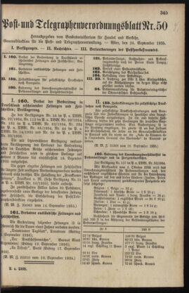 Post- und Telegraphen-Verordnungsblatt für das Verwaltungsgebiet des K.-K. Handelsministeriums 19350924 Seite: 1