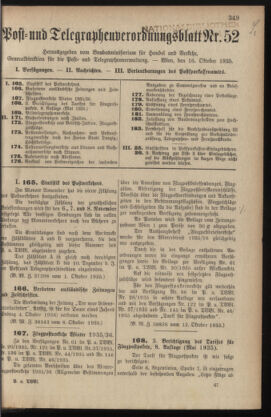 Post- und Telegraphen-Verordnungsblatt für das Verwaltungsgebiet des K.-K. Handelsministeriums 19351016 Seite: 1