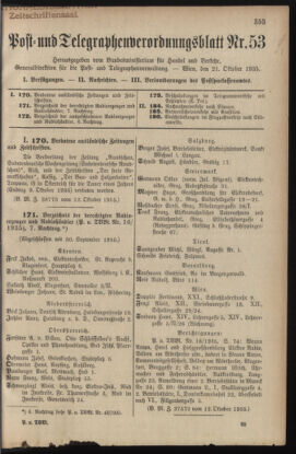 Post- und Telegraphen-Verordnungsblatt für das Verwaltungsgebiet des K.-K. Handelsministeriums 19351021 Seite: 1