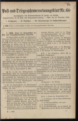 Post- und Telegraphen-Verordnungsblatt für das Verwaltungsgebiet des K.-K. Handelsministeriums 19351126 Seite: 1