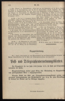 Post- und Telegraphen-Verordnungsblatt für das Verwaltungsgebiet des K.-K. Handelsministeriums 19351126 Seite: 4