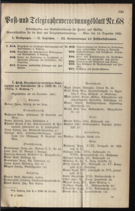 Post- und Telegraphen-Verordnungsblatt für das Verwaltungsgebiet des K.-K. Handelsministeriums 19351218 Seite: 1