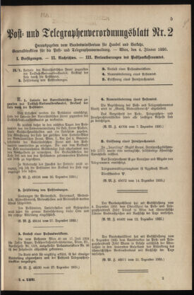 Post- und Telegraphen-Verordnungsblatt für das Verwaltungsgebiet des K.-K. Handelsministeriums 19360104 Seite: 1