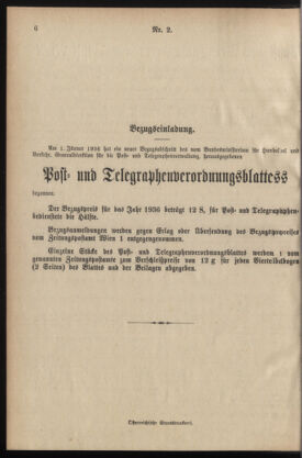 Post- und Telegraphen-Verordnungsblatt für das Verwaltungsgebiet des K.-K. Handelsministeriums 19360104 Seite: 2