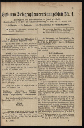 Post- und Telegraphen-Verordnungsblatt für das Verwaltungsgebiet des K.-K. Handelsministeriums 19360113 Seite: 1