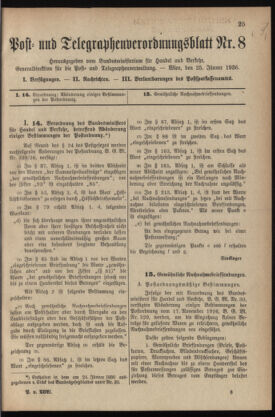 Post- und Telegraphen-Verordnungsblatt für das Verwaltungsgebiet des K.-K. Handelsministeriums 19360125 Seite: 1