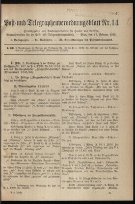 Post- und Telegraphen-Verordnungsblatt für das Verwaltungsgebiet des K.-K. Handelsministeriums 19360217 Seite: 1