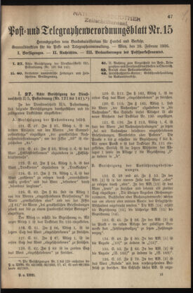 Post- und Telegraphen-Verordnungsblatt für das Verwaltungsgebiet des K.-K. Handelsministeriums 19360228 Seite: 1