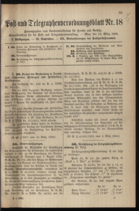 Post- und Telegraphen-Verordnungsblatt für das Verwaltungsgebiet des K.-K. Handelsministeriums 19360316 Seite: 1