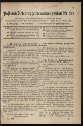 Post- und Telegraphen-Verordnungsblatt für das Verwaltungsgebiet des K.-K. Handelsministeriums 19360325 Seite: 1