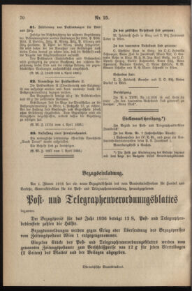 Post- und Telegraphen-Verordnungsblatt für das Verwaltungsgebiet des K.-K. Handelsministeriums 19360414 Seite: 2