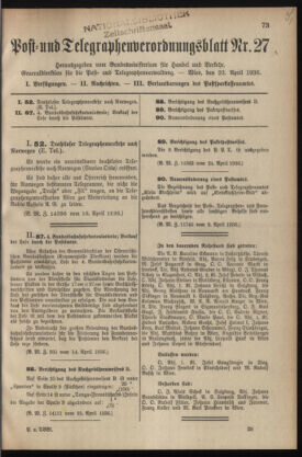 Post- und Telegraphen-Verordnungsblatt für das Verwaltungsgebiet des K.-K. Handelsministeriums