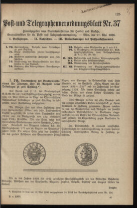 Post- und Telegraphen-Verordnungsblatt für das Verwaltungsgebiet des K.-K. Handelsministeriums 19360527 Seite: 1