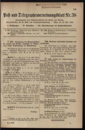 Post- und Telegraphen-Verordnungsblatt für das Verwaltungsgebiet des K.-K. Handelsministeriums 19360528 Seite: 1