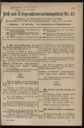 Post- und Telegraphen-Verordnungsblatt für das Verwaltungsgebiet des K.-K. Handelsministeriums 19360608 Seite: 1