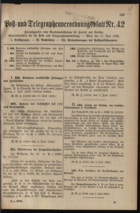 Post- und Telegraphen-Verordnungsblatt für das Verwaltungsgebiet des K.-K. Handelsministeriums 19360615 Seite: 1