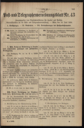 Post- und Telegraphen-Verordnungsblatt für das Verwaltungsgebiet des K.-K. Handelsministeriums 19360616 Seite: 1