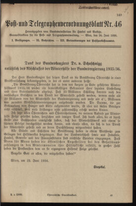 Post- und Telegraphen-Verordnungsblatt für das Verwaltungsgebiet des K.-K. Handelsministeriums 19360626 Seite: 1