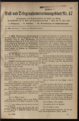 Post- und Telegraphen-Verordnungsblatt für das Verwaltungsgebiet des K.-K. Handelsministeriums 19360626 Seite: 3