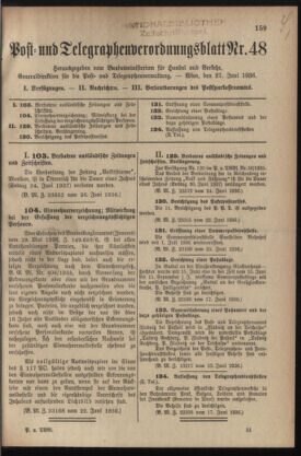 Post- und Telegraphen-Verordnungsblatt für das Verwaltungsgebiet des K.-K. Handelsministeriums 19360627 Seite: 1