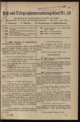 Post- und Telegraphen-Verordnungsblatt für das Verwaltungsgebiet des K.-K. Handelsministeriums 19360707 Seite: 1