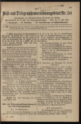 Post- und Telegraphen-Verordnungsblatt für das Verwaltungsgebiet des K.-K. Handelsministeriums