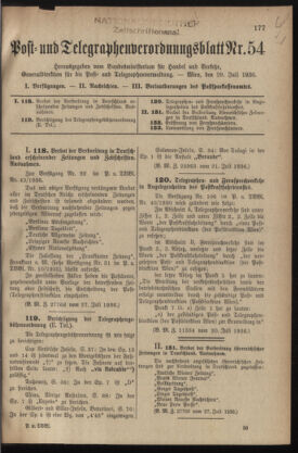 Post- und Telegraphen-Verordnungsblatt für das Verwaltungsgebiet des K.-K. Handelsministeriums