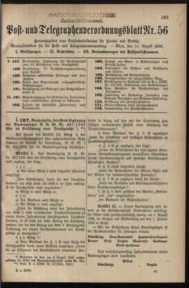 Post- und Telegraphen-Verordnungsblatt für das Verwaltungsgebiet des K.-K. Handelsministeriums 19360813 Seite: 1