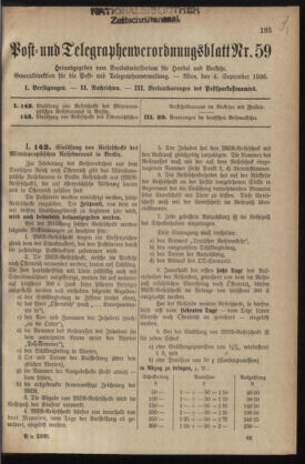 Post- und Telegraphen-Verordnungsblatt für das Verwaltungsgebiet des K.-K. Handelsministeriums 19360904 Seite: 1