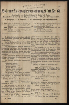 Post- und Telegraphen-Verordnungsblatt für das Verwaltungsgebiet des K.-K. Handelsministeriums 19360919 Seite: 1