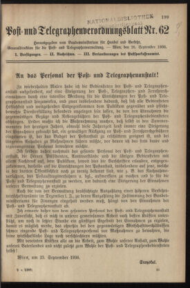 Post- und Telegraphen-Verordnungsblatt für das Verwaltungsgebiet des K.-K. Handelsministeriums 19360926 Seite: 1