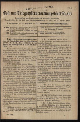 Post- und Telegraphen-Verordnungsblatt für das Verwaltungsgebiet des K.-K. Handelsministeriums 19361024 Seite: 1