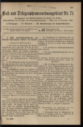 Post- und Telegraphen-Verordnungsblatt für das Verwaltungsgebiet des K.-K. Handelsministeriums 19361119 Seite: 1