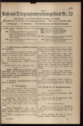 Post- und Telegraphen-Verordnungsblatt für das Verwaltungsgebiet des K.-K. Handelsministeriums 19361126 Seite: 1