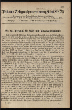 Post- und Telegraphen-Verordnungsblatt für das Verwaltungsgebiet des K.-K. Handelsministeriums 19361205 Seite: 1