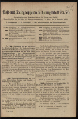 Post- und Telegraphen-Verordnungsblatt für das Verwaltungsgebiet des K.-K. Handelsministeriums 19361209 Seite: 1