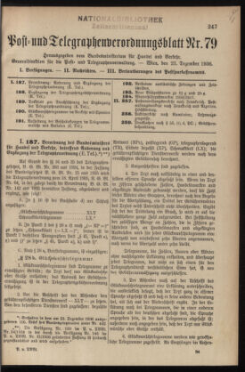 Post- und Telegraphen-Verordnungsblatt für das Verwaltungsgebiet des K.-K. Handelsministeriums 19361223 Seite: 1